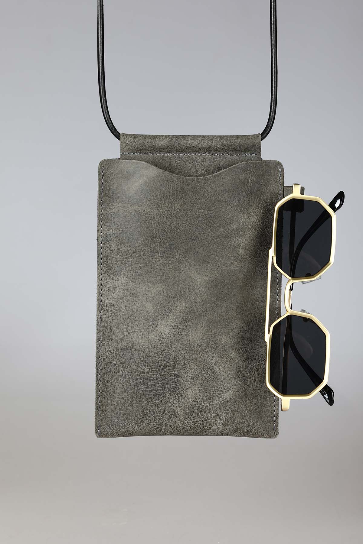 Cuerro Mordoğan Hakiki Deri Çanta Gri - Görsel 3