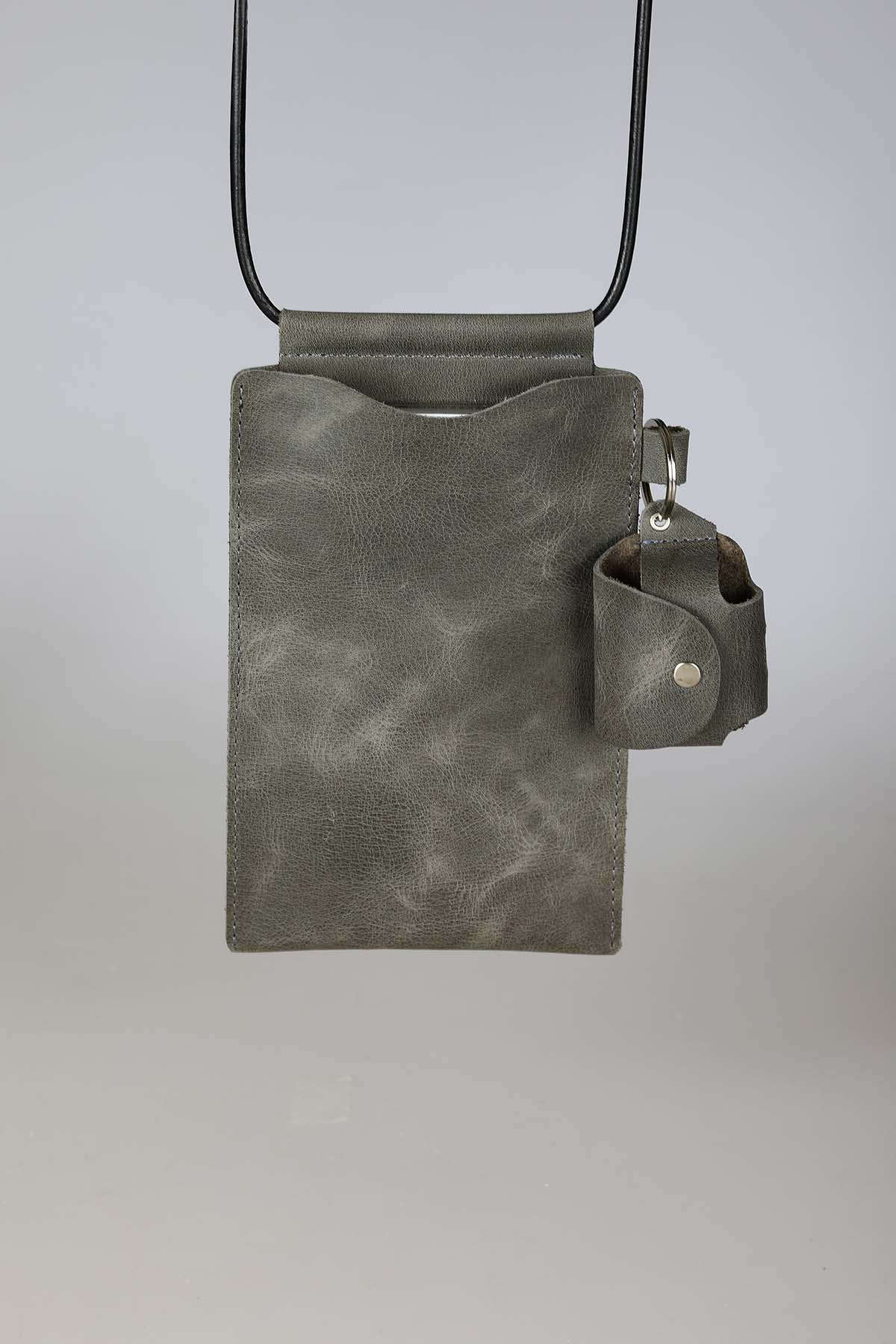 Cuerro Mordoğan Hakiki Deri Çanta Gri - Görsel 5