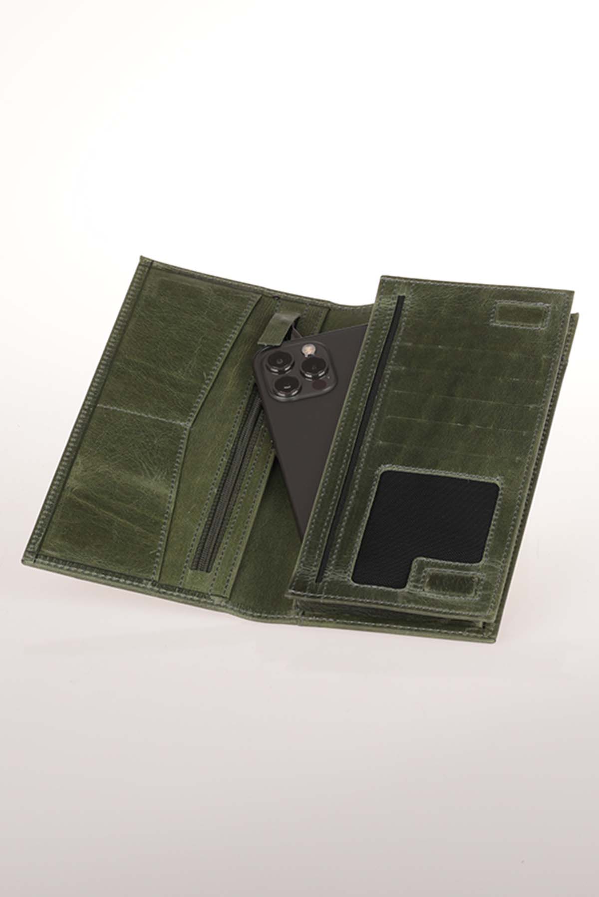 Cuerro Sagrada Hakiki Deri Haki Telefon Bölmeli Portföy Cüzdan